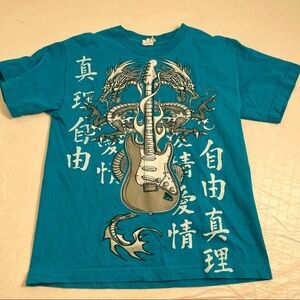 AllStyle Apparel turquoise guitar graphic short sleeve t-shirt